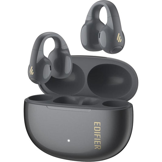 Edifier R1 Open-Ear True Wireless Earbuds with Bluetooth 5.4, Clip-On Design, AI Enhanced Call Clarity, Interchangeable Left/Right, 28 Hours Playtime, Fast Charging, Multipoint Connectivity, App Control, IP56 Rating, Gray